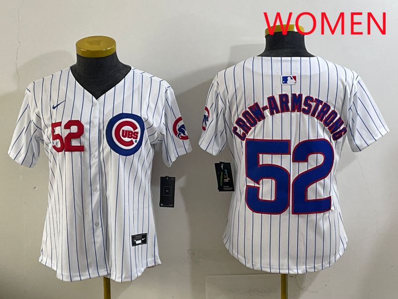 Women 2025 Chicago Cubs #52 Crow-Armstrong White Stripe Game Nike MLB Jersey style 2->women mlb jersey->Women Jersey